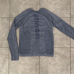 Athleta Girl Gray Blue Long Sleeve Athletic Top